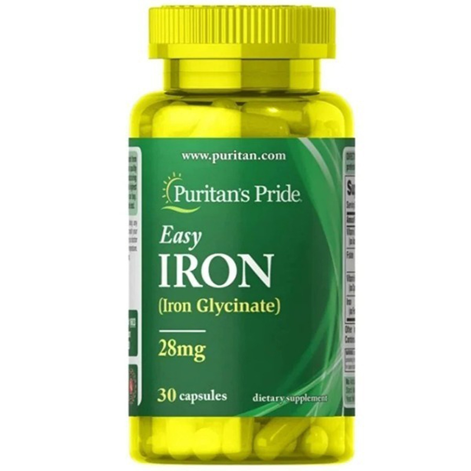 Залізо Puritan's Pride Easy Iron (Glycinate) 28 мг, 30 гелевих капсул (PTP-11655 )
