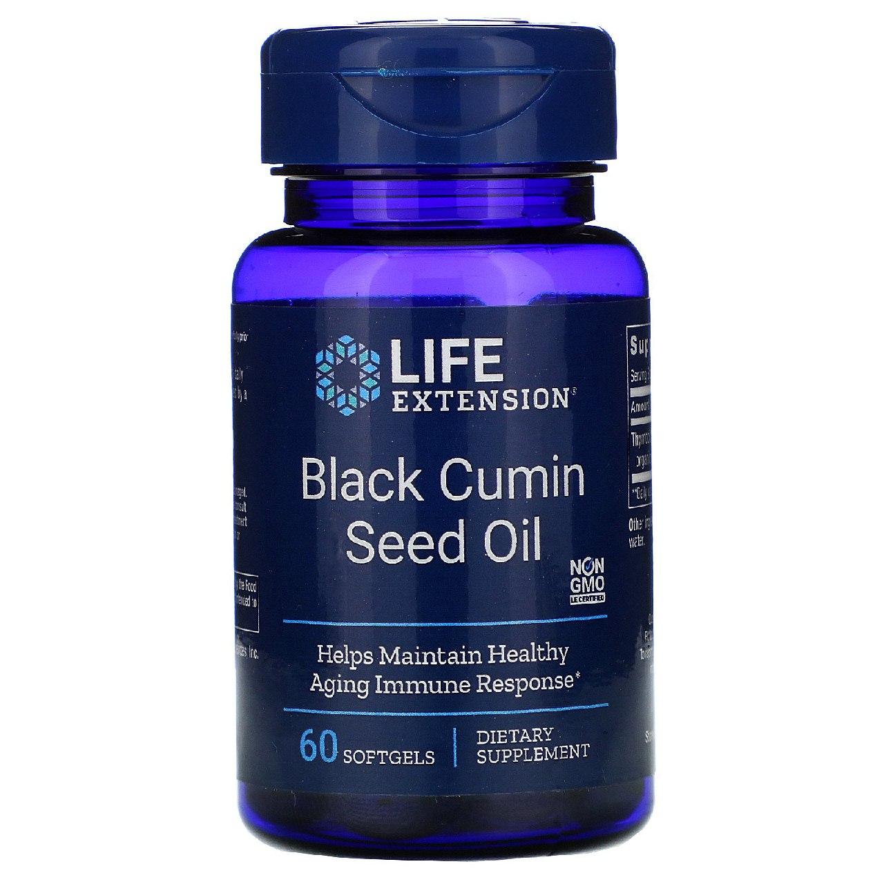 Масло чорного кмину Life Extension Black Cumin з насіння, 60 капсул (LEX-17096)