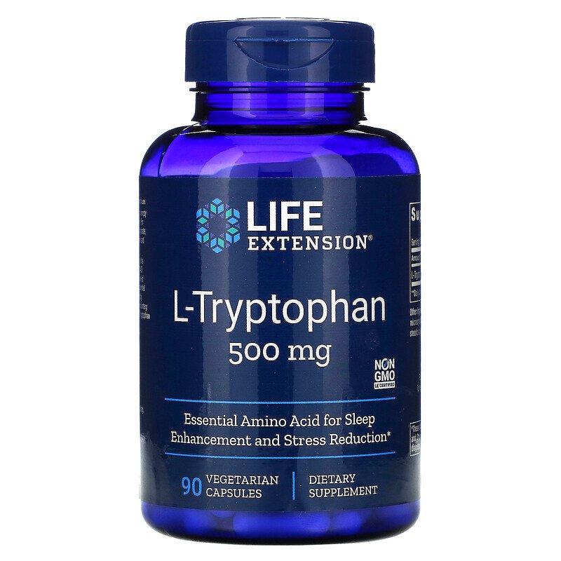 Триптофан (L-Tryptophan) Life Extension 500 мг, 90 капсул (LEX-17229)