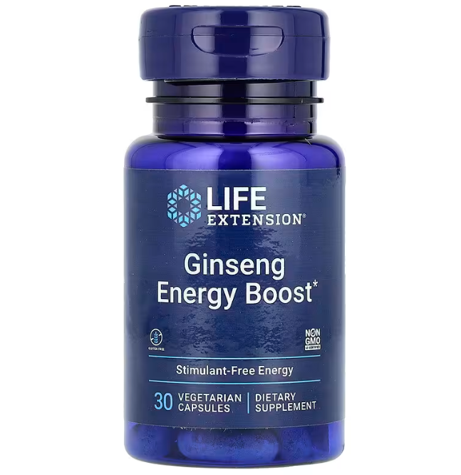 Заряд енергії Life Extension Ginseng Energy Boost, 30 вегетаріанських капсул (LEX-18059)