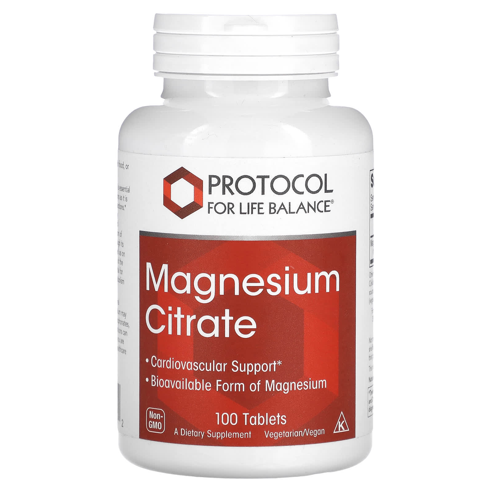 Магній цитрат Protocol for Life Balance Magnesium Citrate, 100 веганських таблеток (PRT-11290)