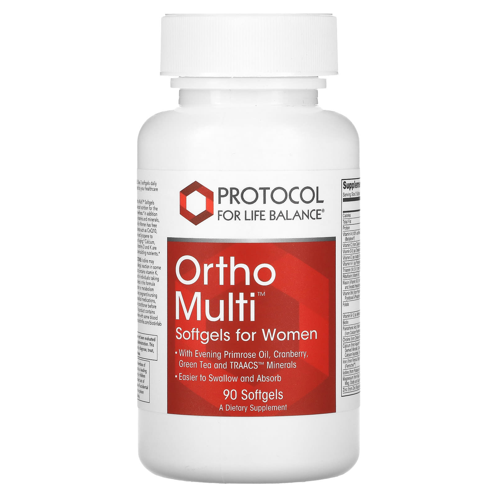 Мультивітаміни для жінок Protocol for Life Balance Ortho Multi for Women, 90 гелевих капсул (PRT-13802)
