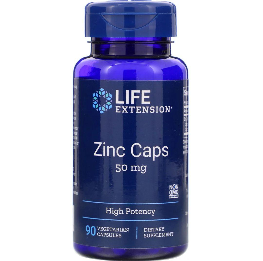 Цитрат цинку Life Extension Zinc Caps високоефективний 50 мг, 90 капсул (LEX-18139)