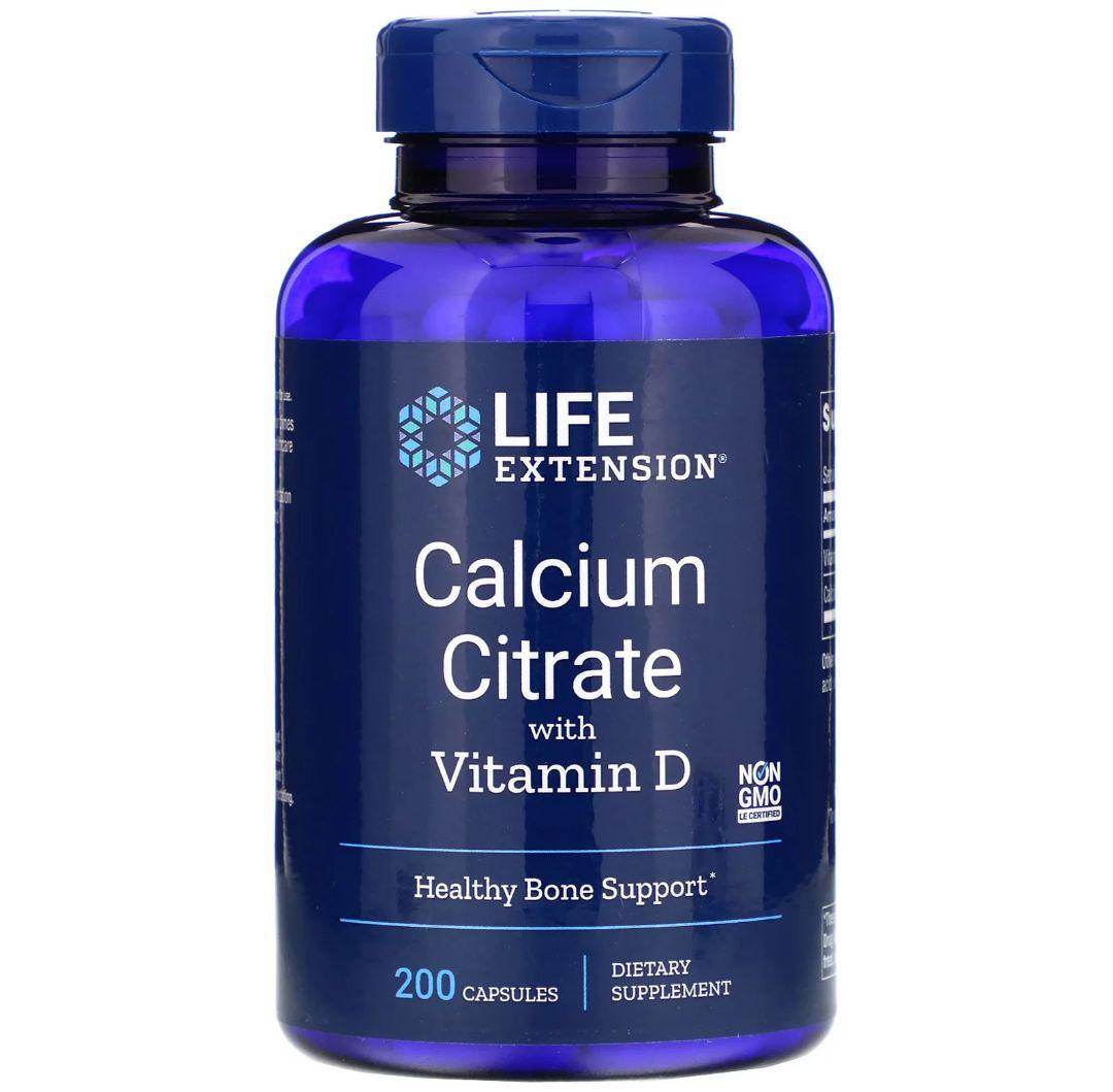 Цитрат кальцію з вітаміном Д Life Extension Calcium Citrate with Vitamin D, 200 кап.(LEX-19632)