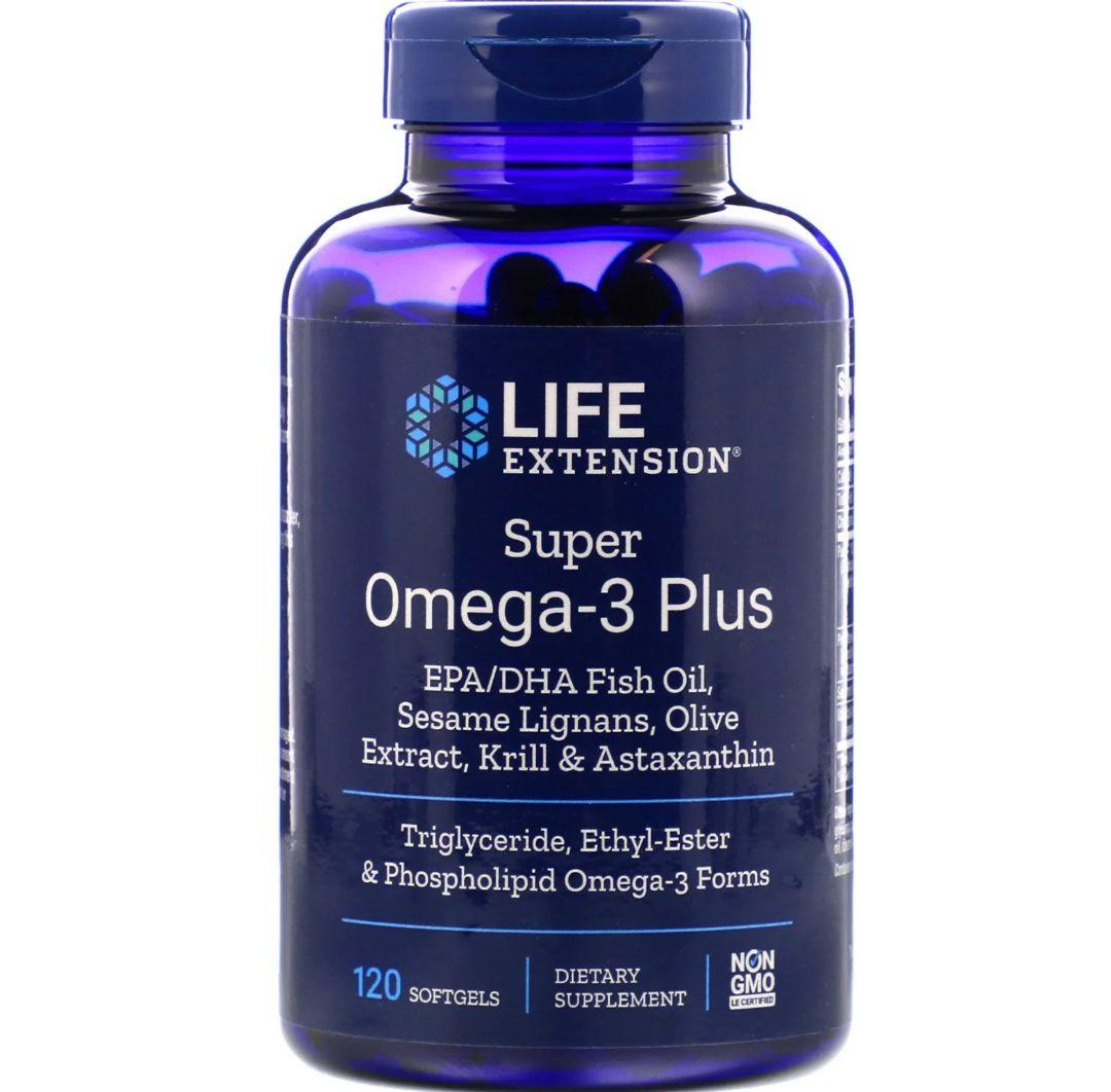 Омега-3 супер + Life Extension Super Omega-3 Plus, 120 капсул (LEX-19881)