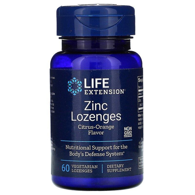 Оксид цинку Life Extension льодяники Zinc апельсиновий смак, 60 цукерок (LEX-15616)