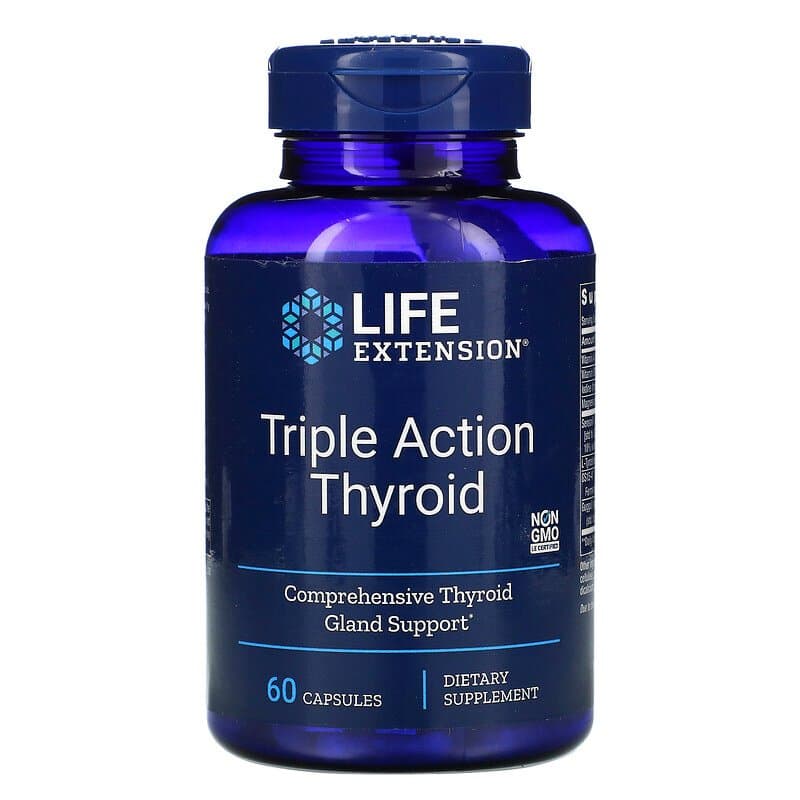 Підтримка щитовидної залози Life Extension: тіроїд потрійної дії (Thyroid), 60 капсул (LEX-20036)
