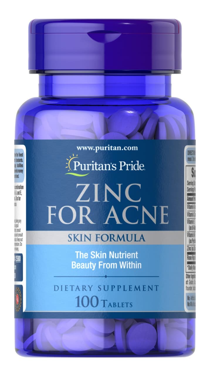 Цинк від прищів Puritan's Pride Zinc for Acne, 100 таблеток (PTP-12580)