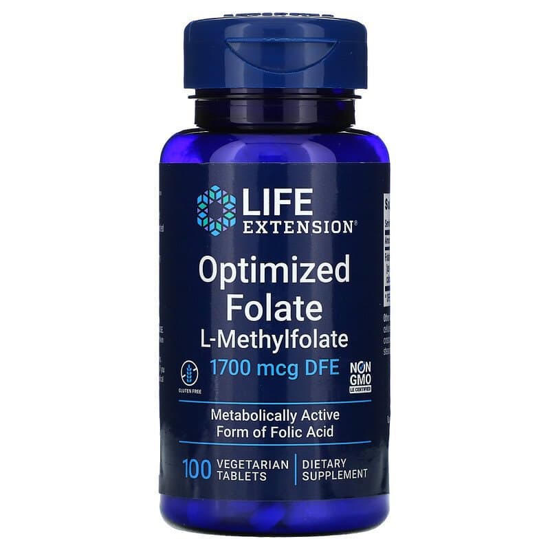 Фолат Life Extensions Optimized Folate оптимізований 1700 мкг DFE, 100 таблеток (LEX-19391)