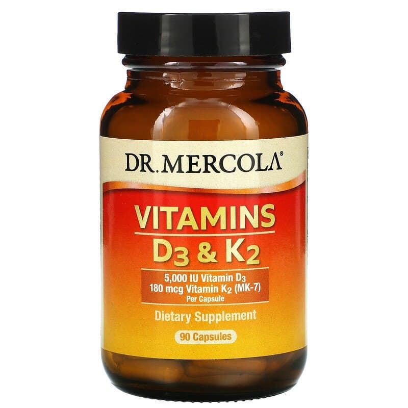 Вітаміни Д3 і К2 Dr. Mercola Vitamins D3 & K2 5,000 МО, 90 капсул (MCL-01996)