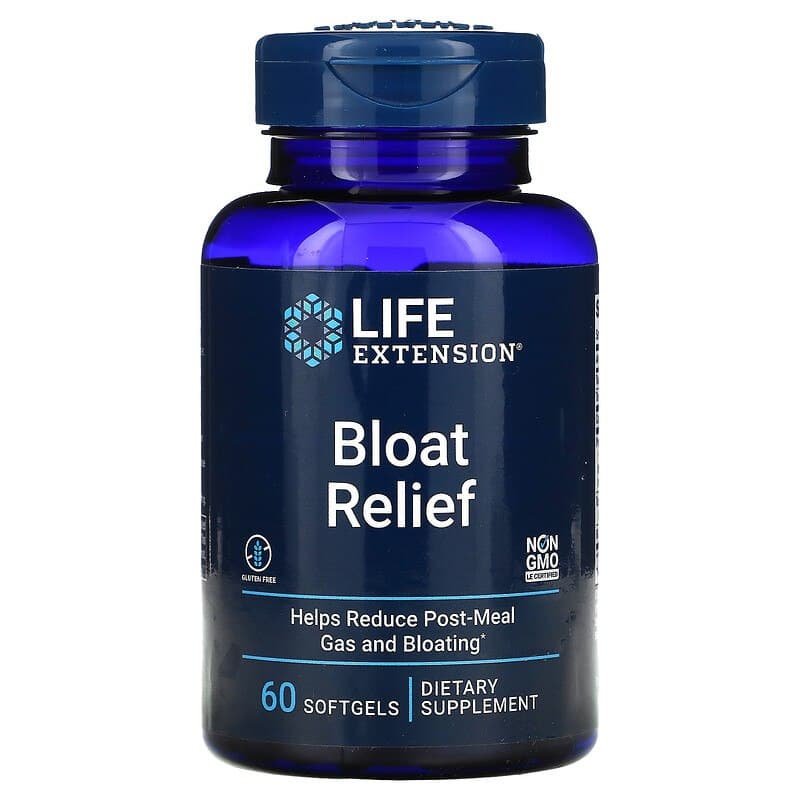 Засіб від здуття живота Life Extension Bloat Reliefe, 60 гелевих капсул (LEX-24126)
