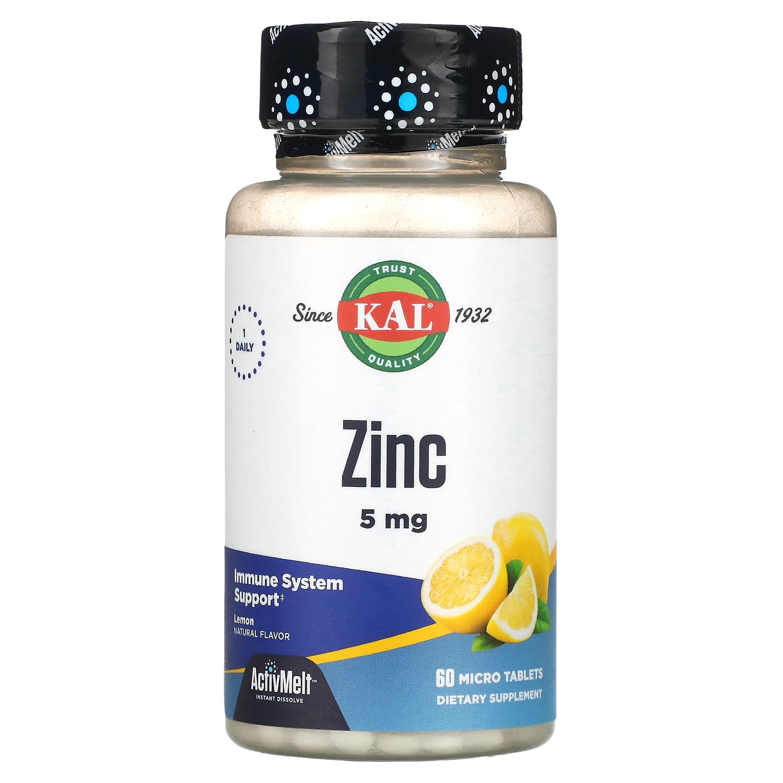 Цинк смак лимона KAL Zinc 5 мг, 60 таблеток (CAL-71875)