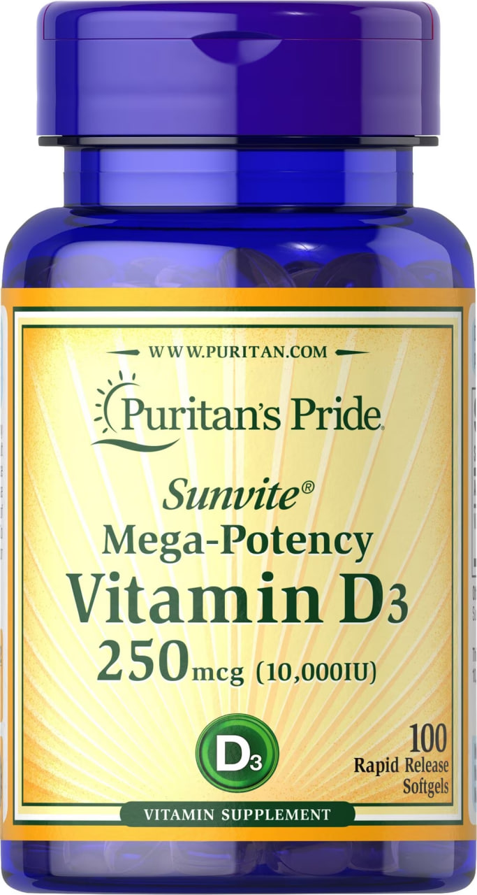 Вітамін Д3 Puritan's Pride Vitamin D3 10,000 МО, 100 капсул (PTP-35872)