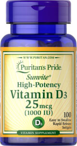 Вітамін Д3 Puritan's Pride Vitamin D3 1000 МО, 100 капсул (PTP-15605)