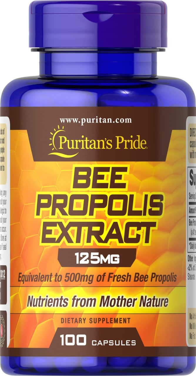 Прополіс Puritan's Pride Bee Propolis 125 мг, 100 капсул (PTP-13812)