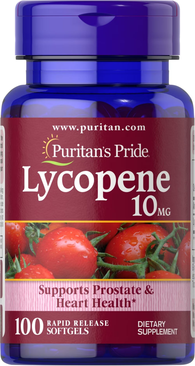 Лікопін Puritan's Pride Lycopene 10 мг, 100 гелевих капсул швидкого вивільнення (PTP-12111)