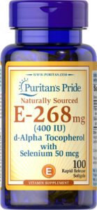 Вітамін Е з селеном Puritan's Pride Vitamin E 400 МО натуральний, 100 гелевих капсул (PTP-13840)