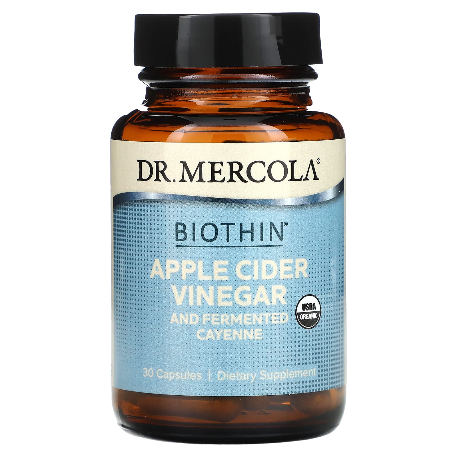 Яблучний оцет і кайенский перець Dr. Mercola Apple Cider Vinegar Cayenne ферментований, 30 капсул (MCL-01886)