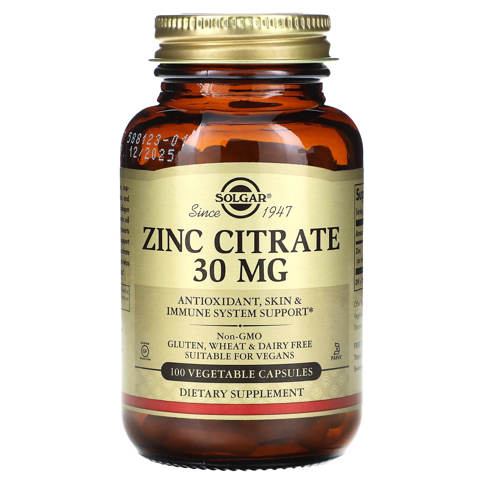 Цитрат цинку Solgar Zinc Citrate 30 мг, 100 капсул (SOL-03670)