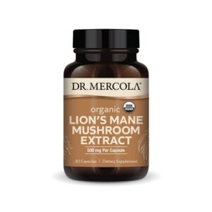 Гриб левова грива Dr. Mercola Organic Lion's Mane Mushroom Extract органік екстракт 500 мг, 30 капсул (MCL-21385)