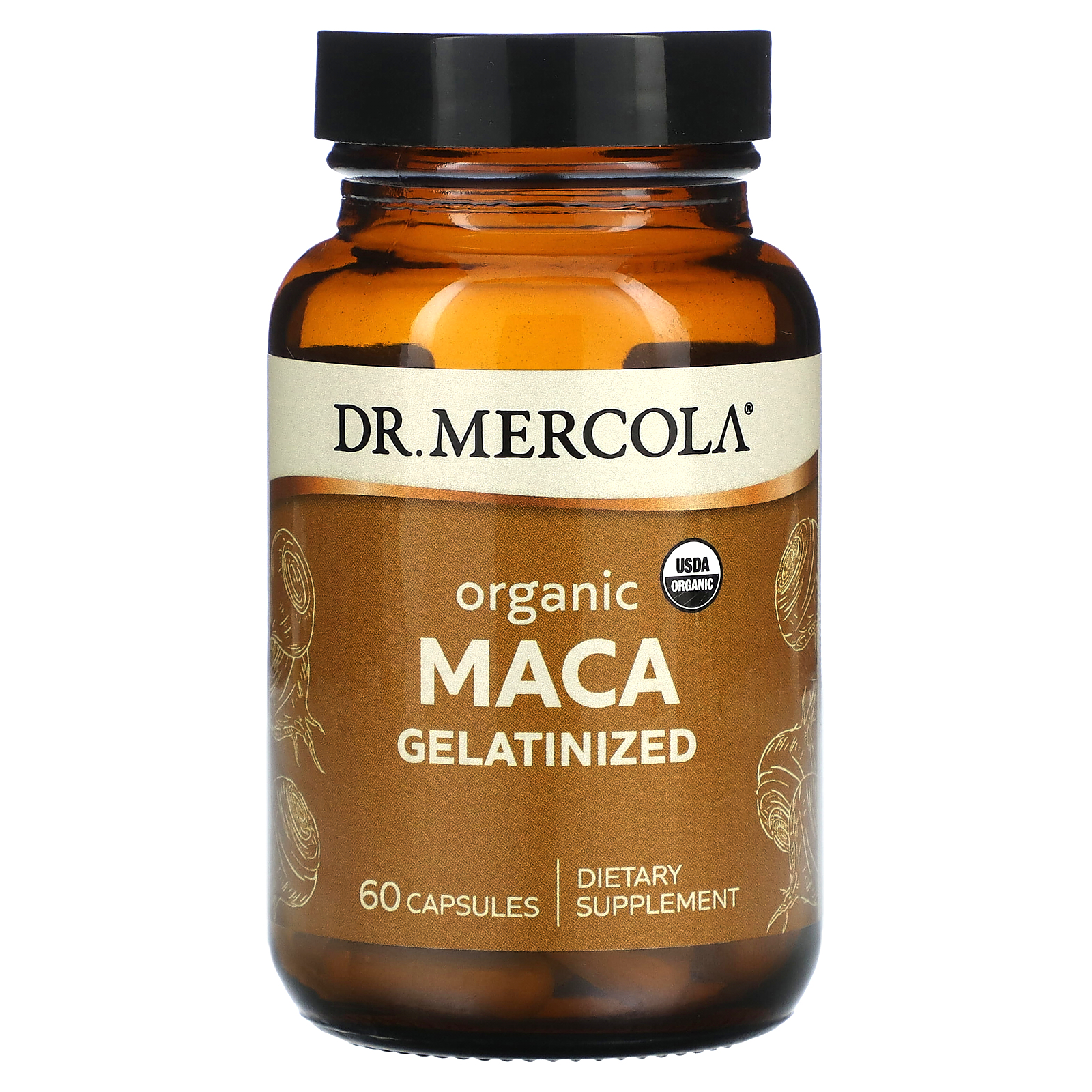 Мака желатинізована Dr. Mercola Maca Gelatinized органічна, 60 капсул (MCL-03980)