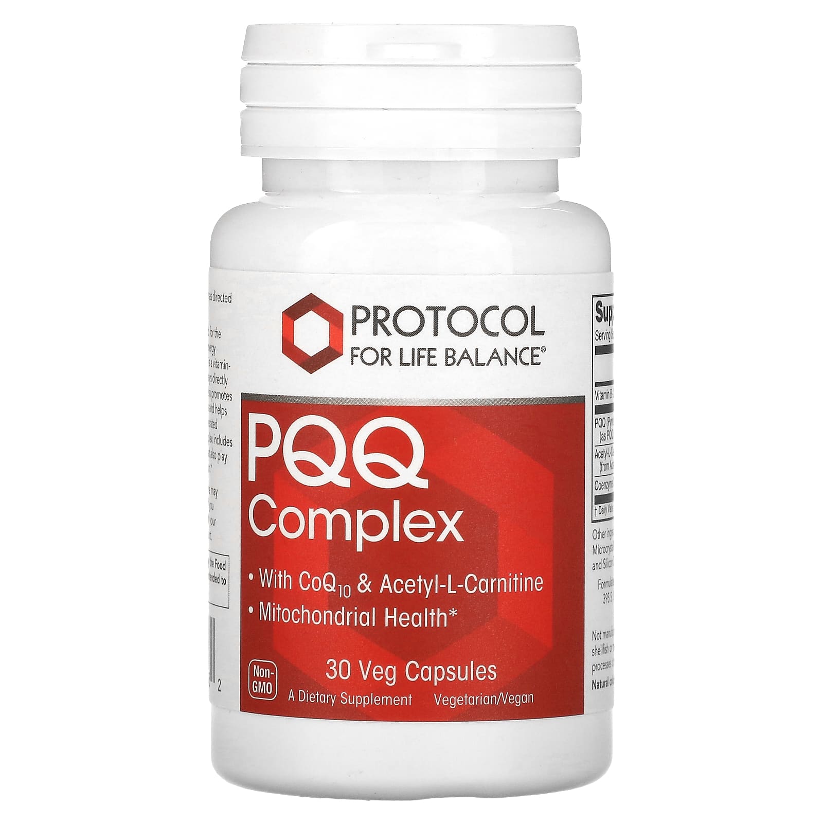 Пірролохінолінхінон Protocol for Life Balance комплекс PQQ Complex підтримка мітохондрій, 30 веганських капсул (PRT-13168)