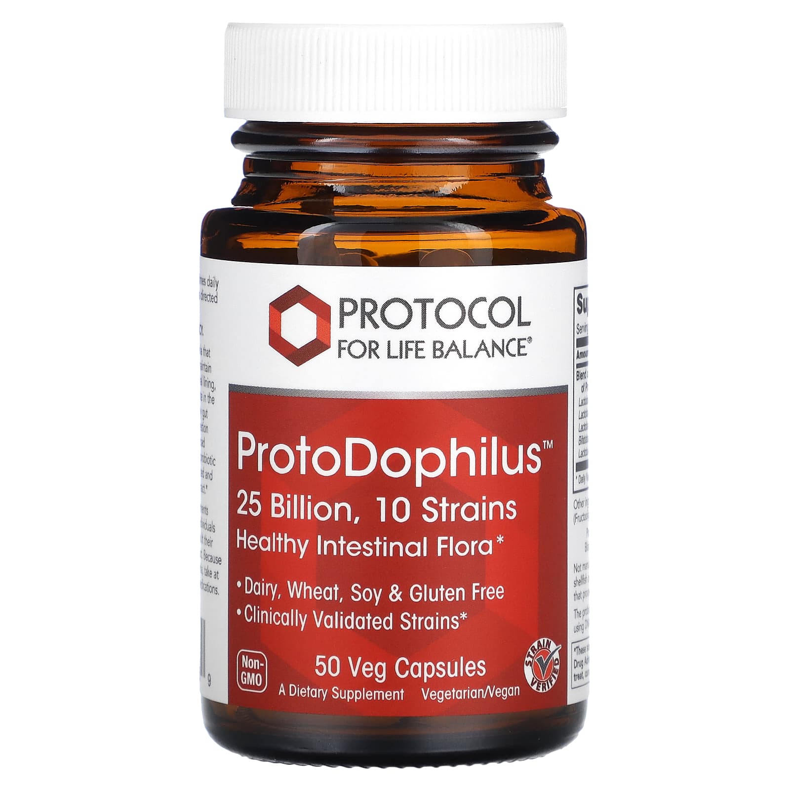 Пробіотики дофілус Protocol for Life Balance ProtoDophilus 25 млрд КУО 10 штамів, 50 веганських капсул (PRT-12926)