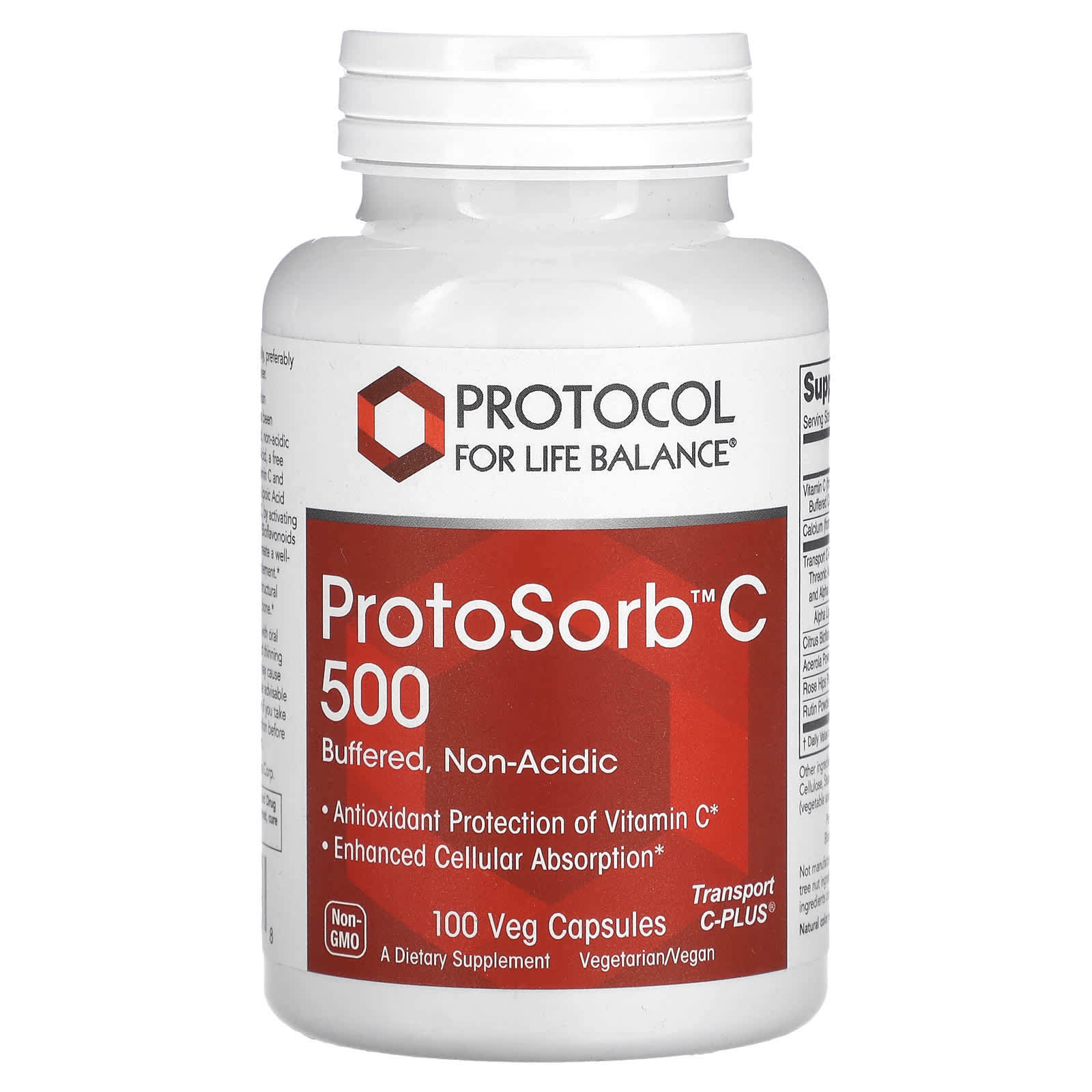 Вітамін С комплекс Protocol for Life Balance ProtoSorbC 500 буферизований некислотний, 100 веганських капсул (PRT-10716)