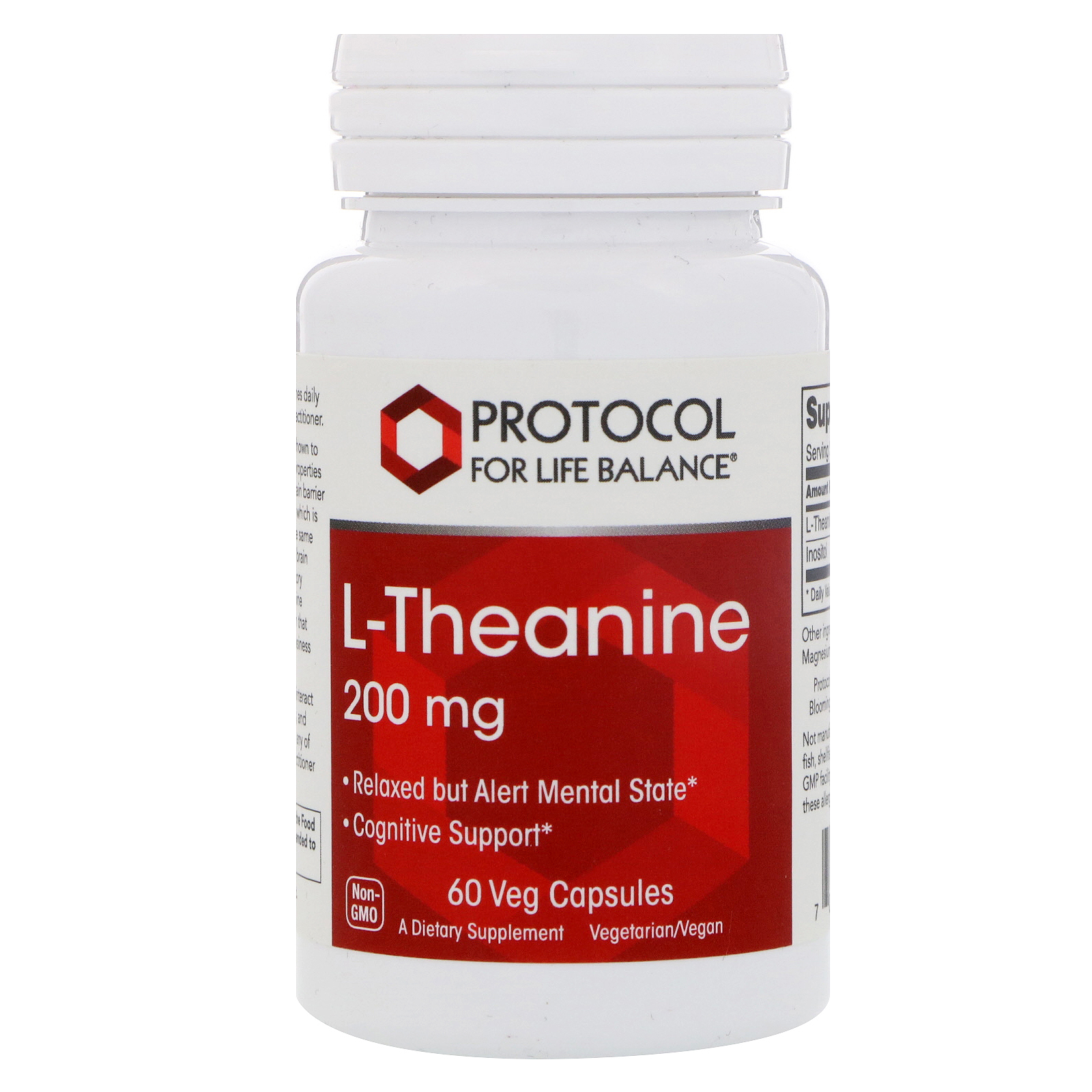 L-теанін Protocol for Life Balance L-Theanine 200 мг, 60 капсул (PRT-10147)