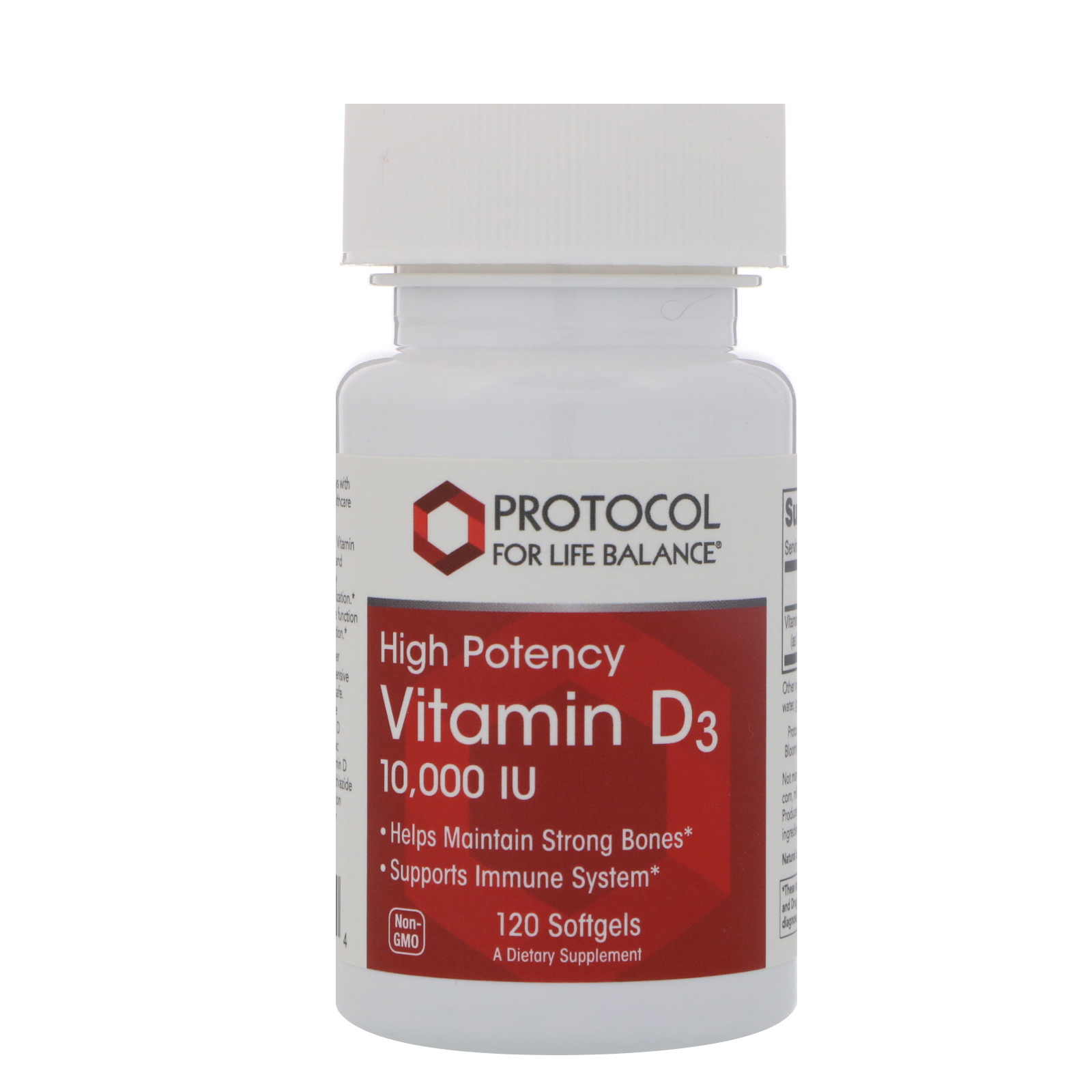 Вітамін Д3 Protocol for Life Balance Vitamin D3 висока ефективність 10 000 МО, 120 гелевих капсул (PRT-10376)