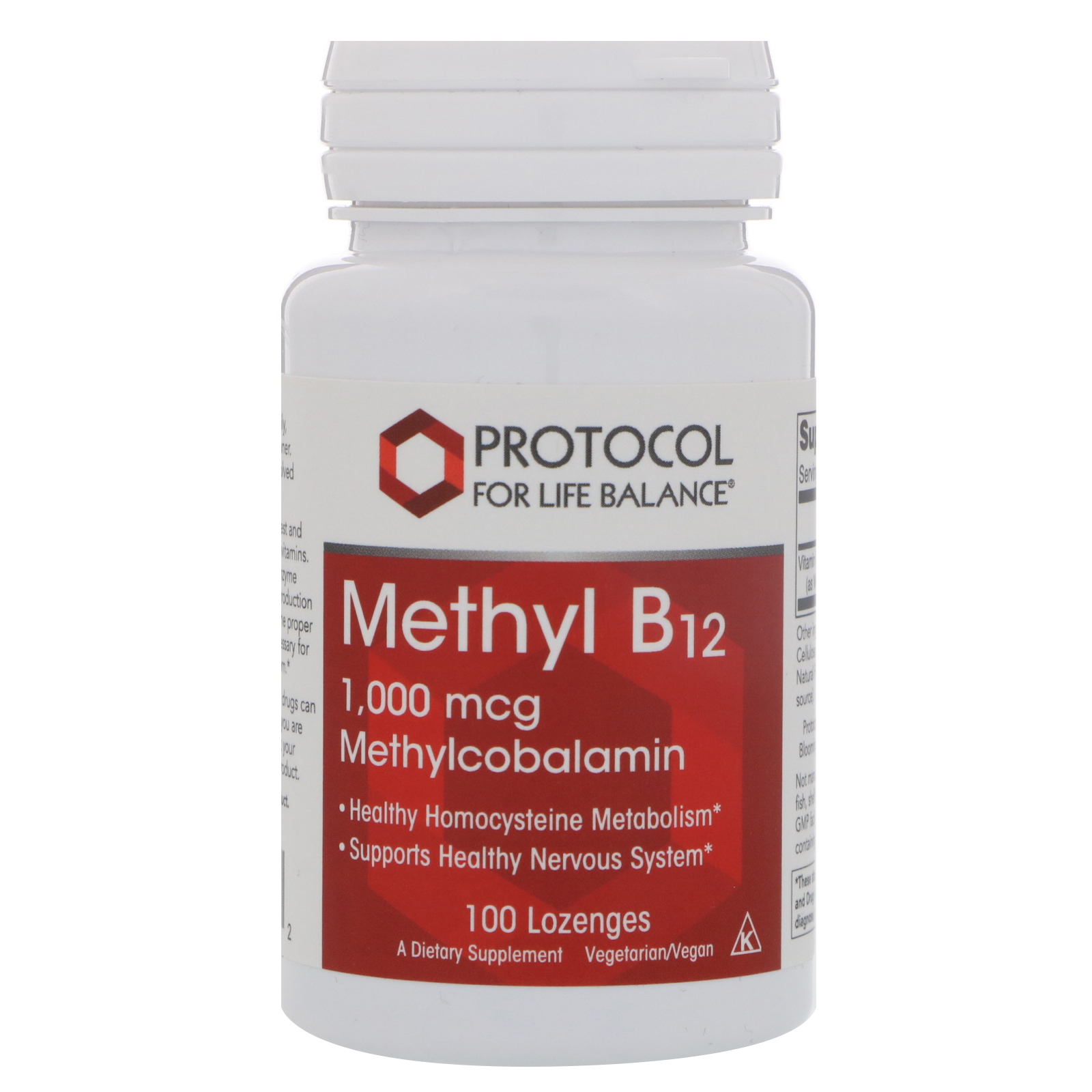 Метил В12 Protocol for Life Balance Methyl B12 1000 мкг, 100 пастилок (PRT-10495)