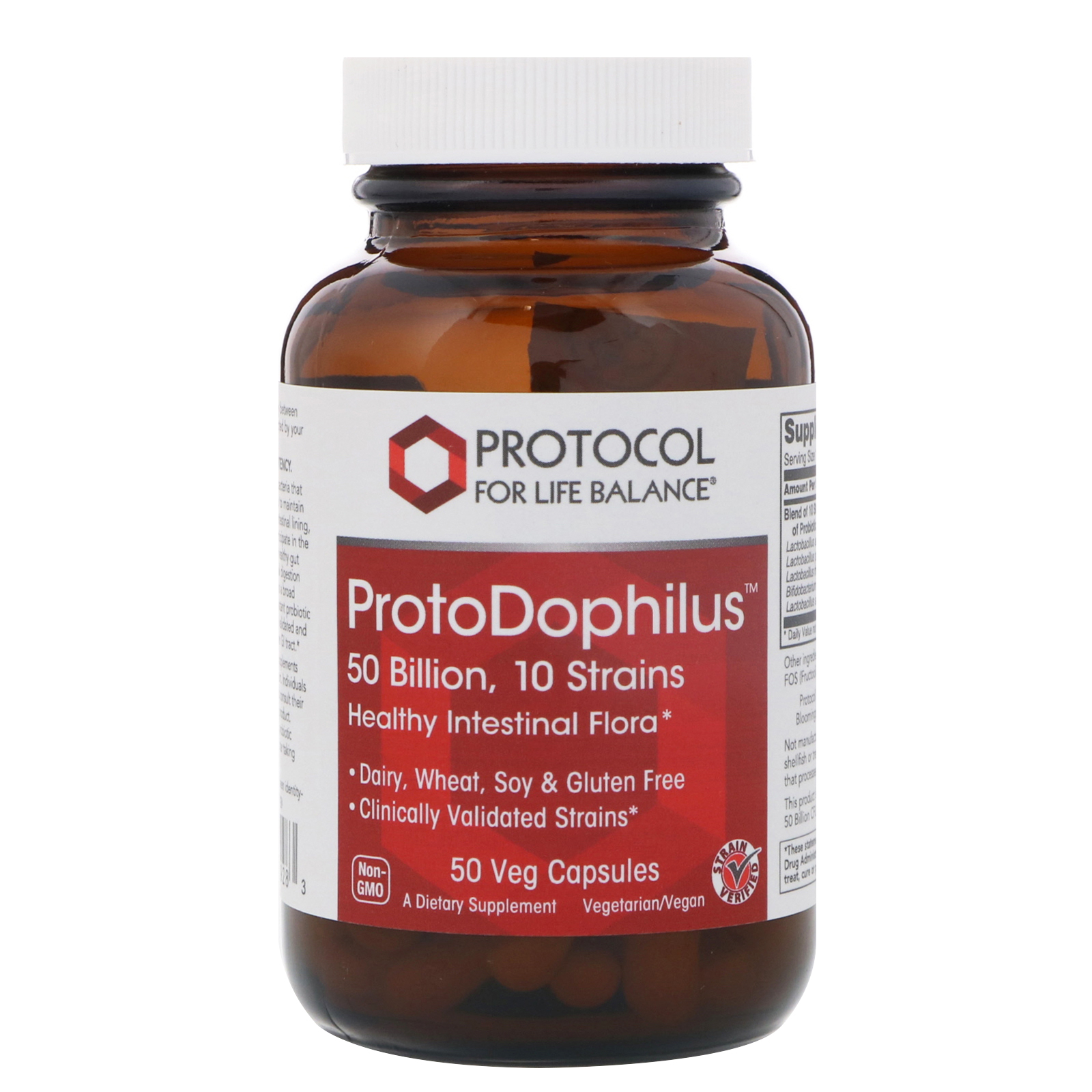 Пробіотики дофілус Protocol for Life Balance ProtoDophilus 50 млрд 10 штамів, 50 веганських капсул (PRT-12928)