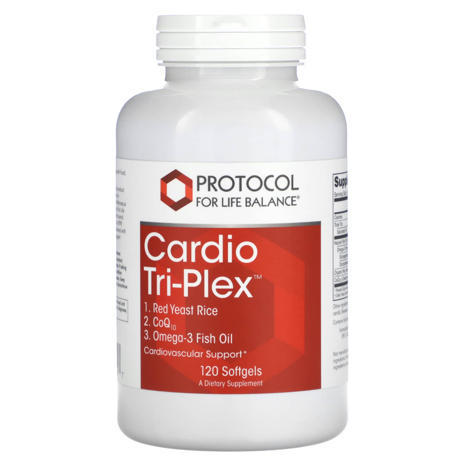 Червоний дріжджовий рис з Омега-3 та коензимом Q10 Protocol for Life Balance Cardio Tri-Plex потрійний комплекс, 120 гелевих капсул (PRT-11675)