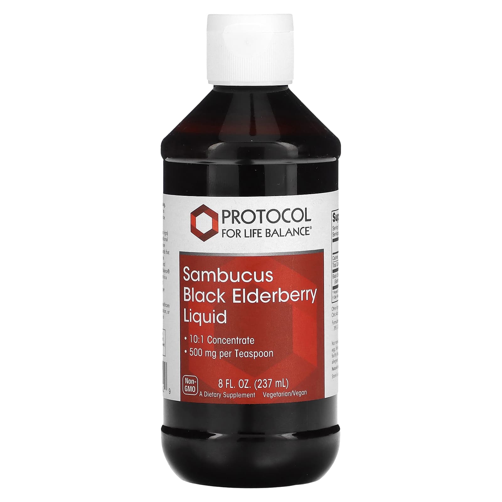 Чорна бузина Protocol for Life Balance Sambucus Black Elderberry Liquid рідкий концентрат веган, 500 мг, 237 мл (PRT-14852)