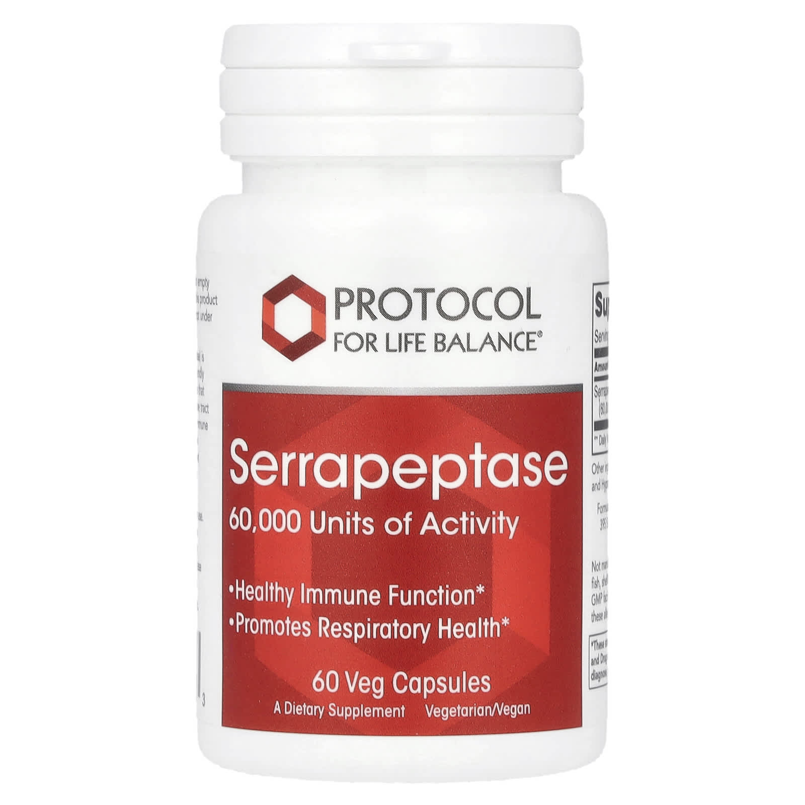 Серрапептаза Protocol for Life Balance Serrapeptase, 60 веганських капсул (PRT-12973)