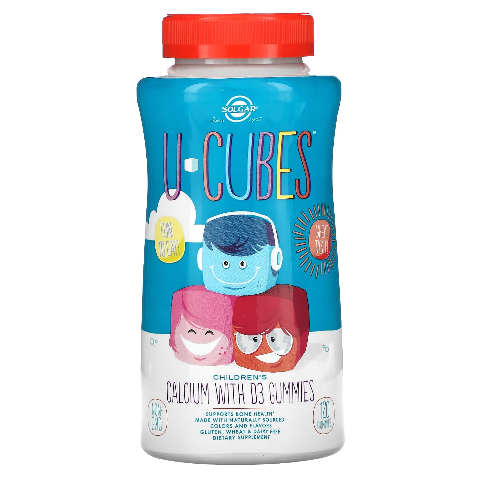 Кальцій з вітаміном Д3 для дітей Solgar U-Cubes Children's Calcium With D3 смак 120 жувальних цукерок (SOL-57600)