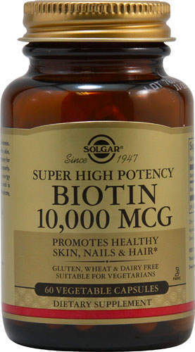 Біотин, надзвичайно висока ефективність Solgar Biotin Super High Potency 10000 мкг, 60 капсул (SOL-52387)