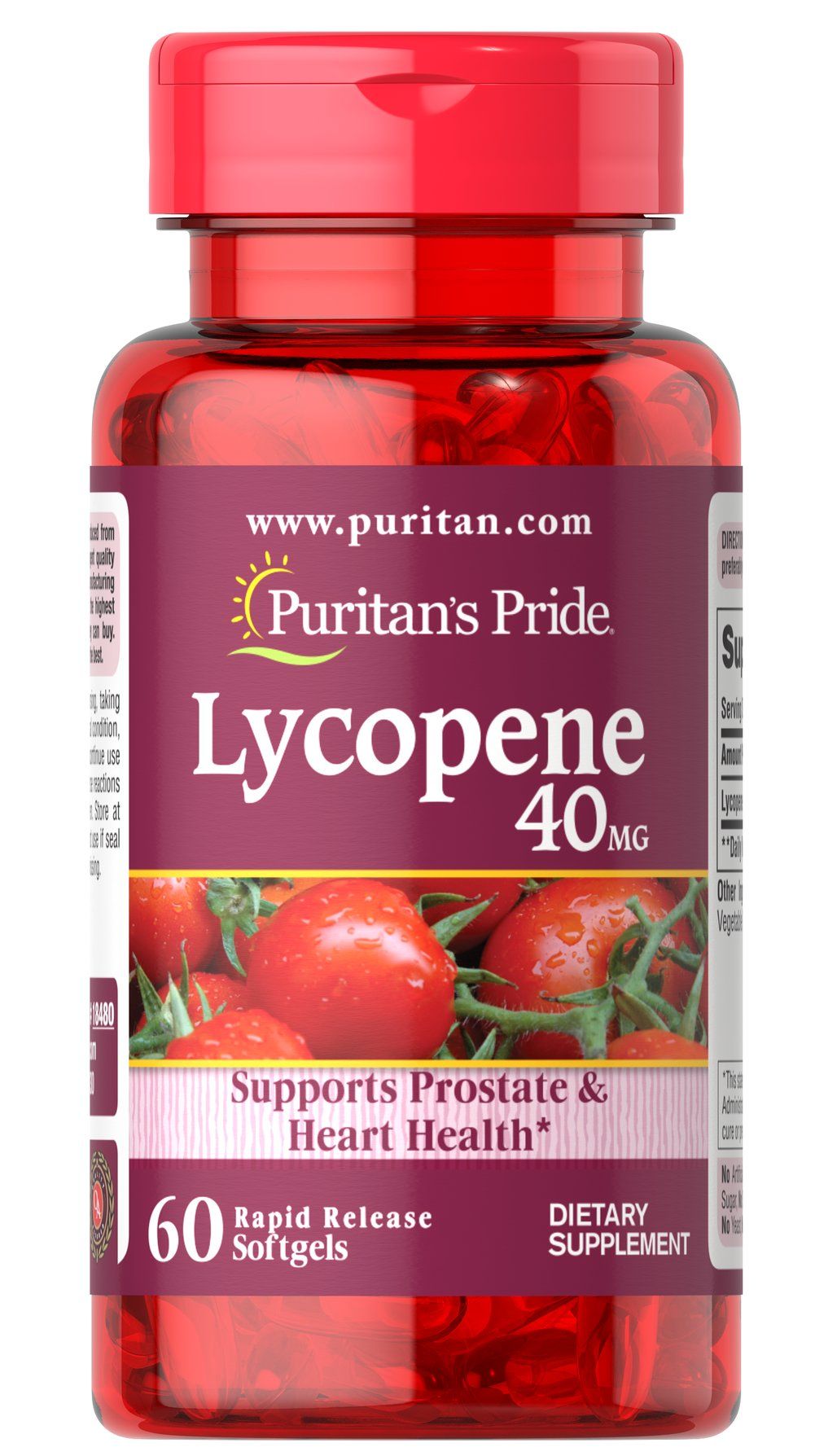Лікопін Puritan's Pride Lycopene 40 мг, 60 гелевих капсул (PTP-18480)