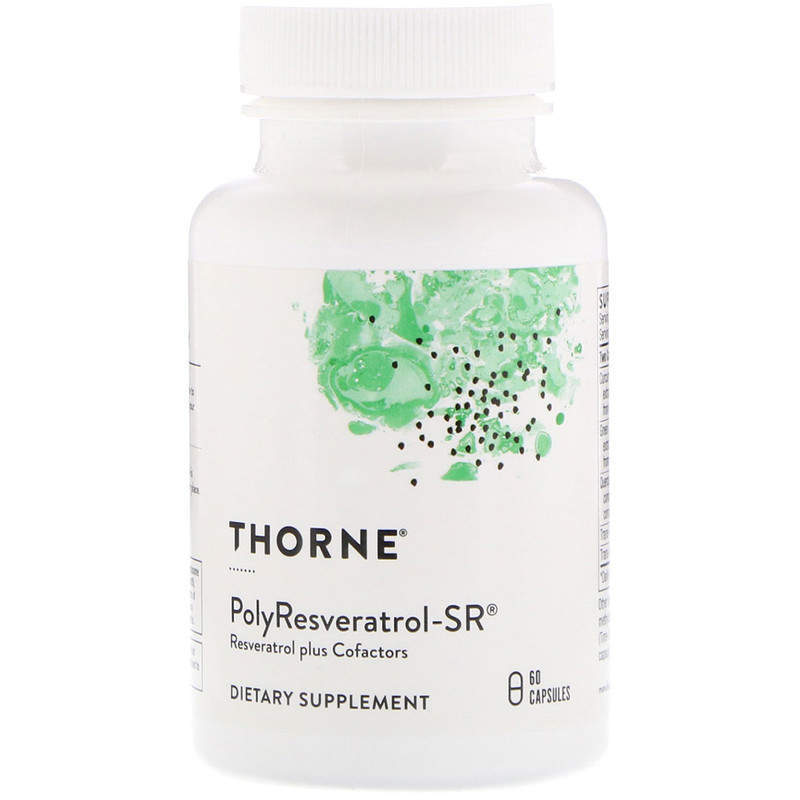 Ресвератрол Thorne птеростільбен, куркумін PolyResveratrol-SR, 60 капсул (THR-30001)