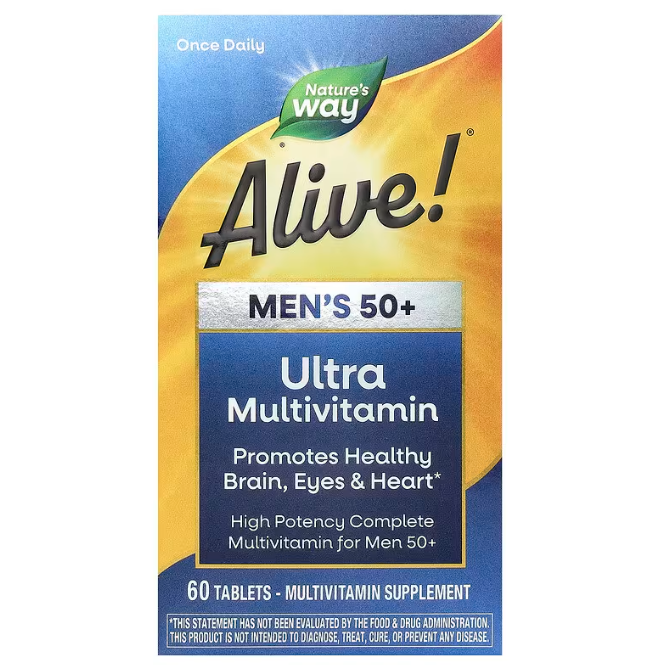 Вітаміни для чоловіків 50+ Nature's Way Alive! Men's 50+ Ultra Potency, 60 таблеток (NWY-15691)