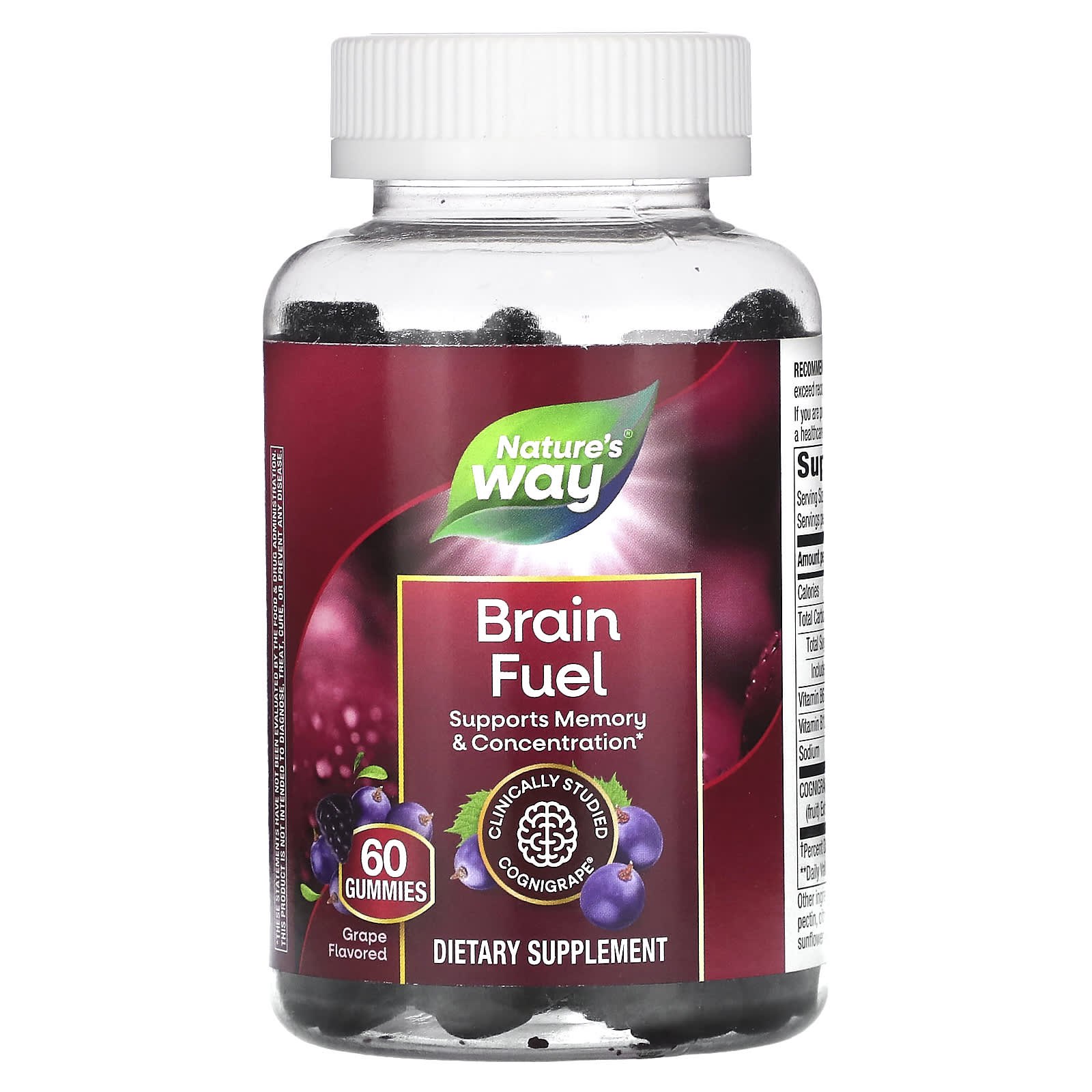 Підтримка пам'яті та концентрації Nature's Way Brain Fuel смак винограду, 60 жувальних цукерок (NWY-14346)