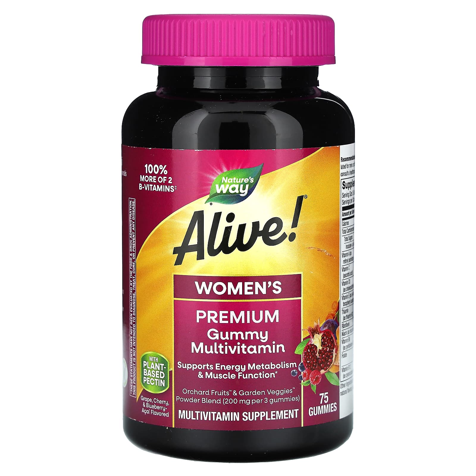 Вітаміни для жінок Alive! Nature's Way Women's Vitamins виноград, вишня, чорниця, асаї, 75 желейних таблеток (NWY-15897)