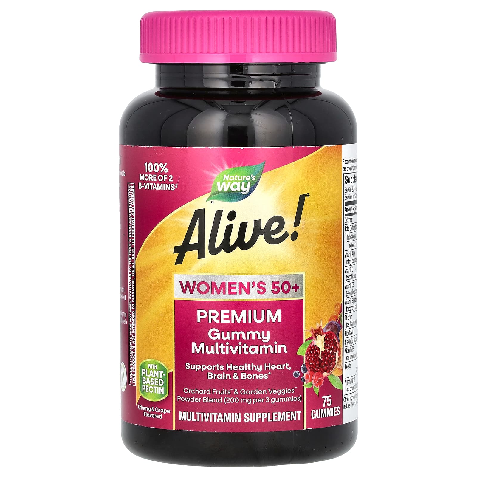 Мультивітаміни для жінок Nature's Way Alive! Women's 50+ вишня та виноград, 75 жувальних цукерок (NWY-15899)