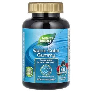 Заспокійлива з ашвагандою Nature's Way Quick Calm Gummy зі смаком ягід, 60 жувальних цукерок (NWY-14390)