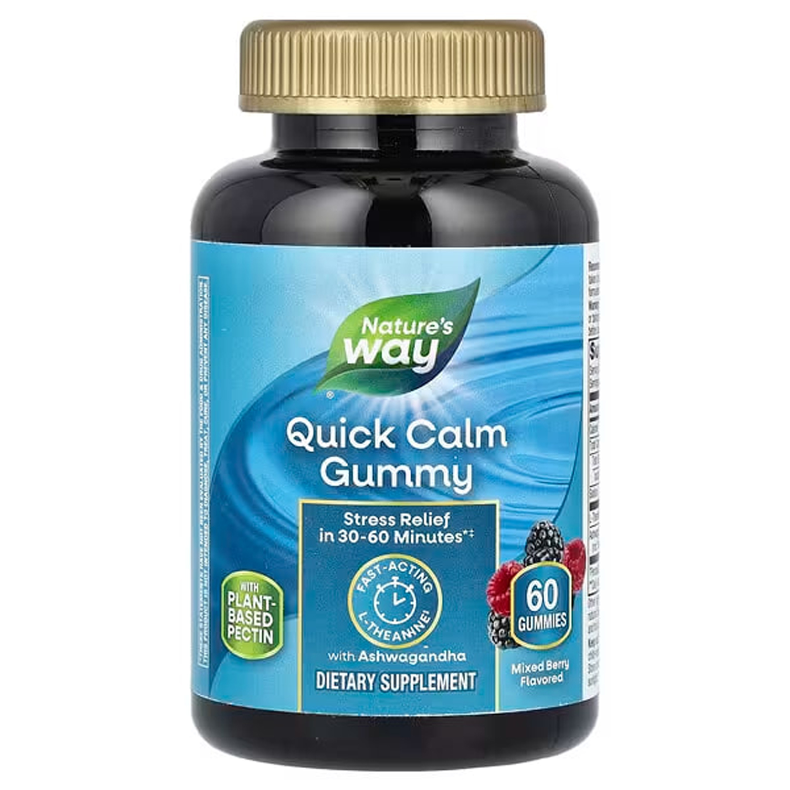 Заспокійлива з ашвагандою Nature's Way Quick Calm Gummy зі смаком ягід, 60 жувальних цукерок (NWY-14390)