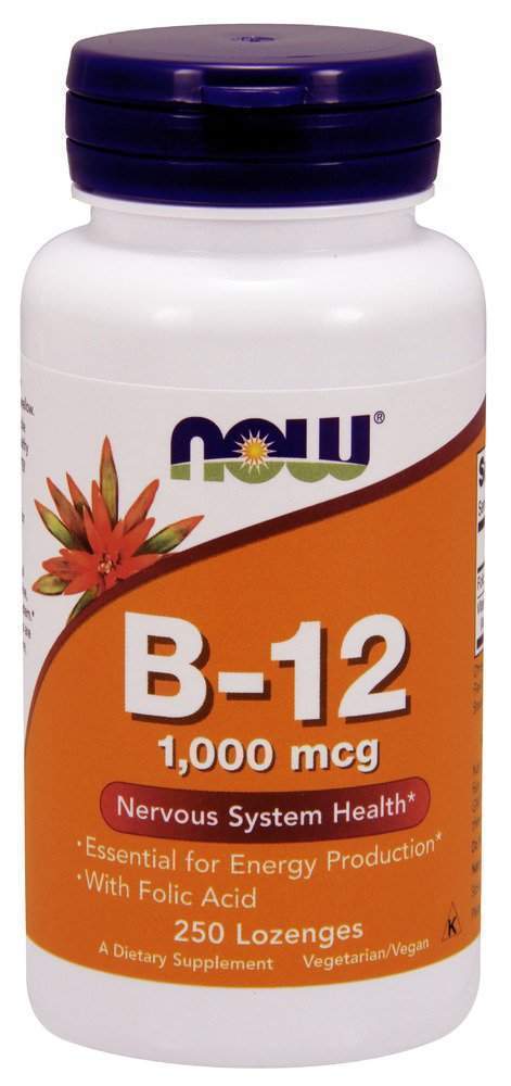 Вітамін В-12 і фолієва кислота Now Foods Vitamin B-12/Folic Acid 1000 мкг, 250 льодяників (NOW-00468)