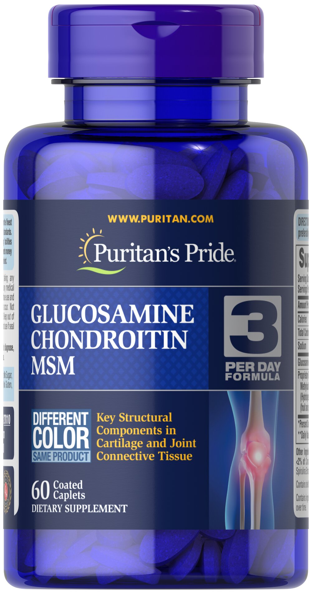 Глюкозамін хондроїтин і МСМ Puritan's Pride Double Strength Glucosamine Chondroitin MSM, 60 каплет (PTP-27810)