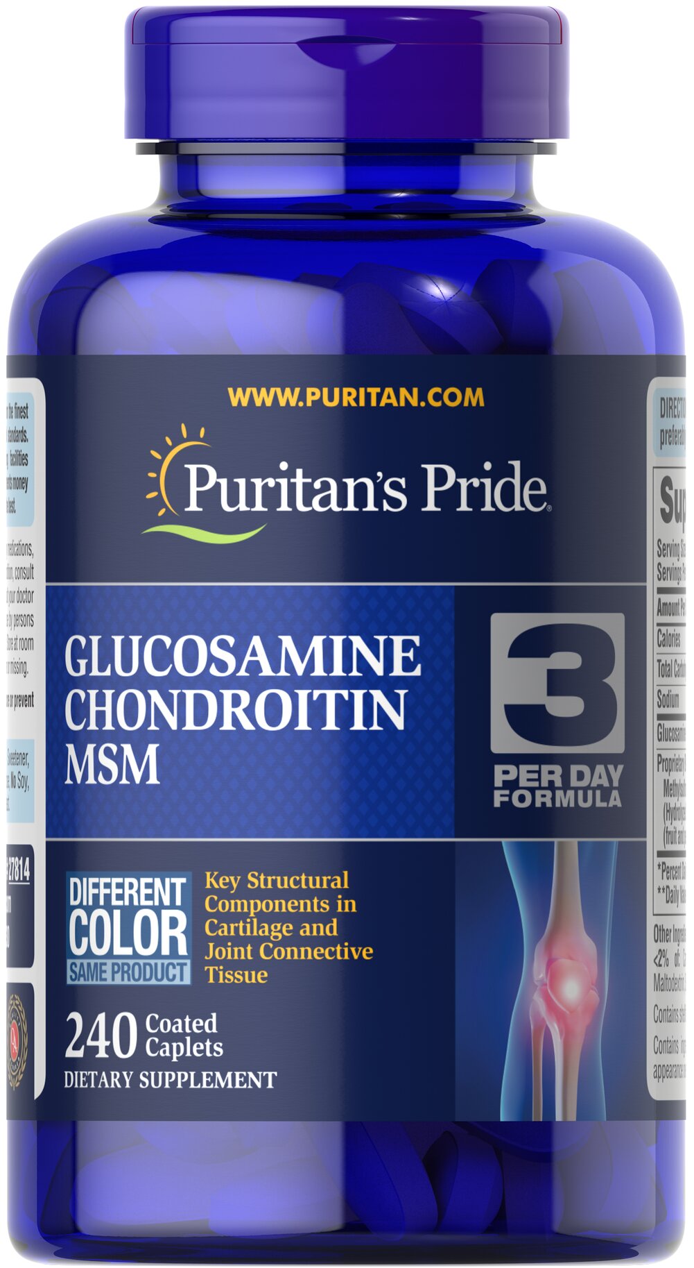 Глюкозамін хондроїтин і МСМ Puritan's Pride Double Strength Glucosamine Chondroitin MSM, 240 каплет (PTP-27814)