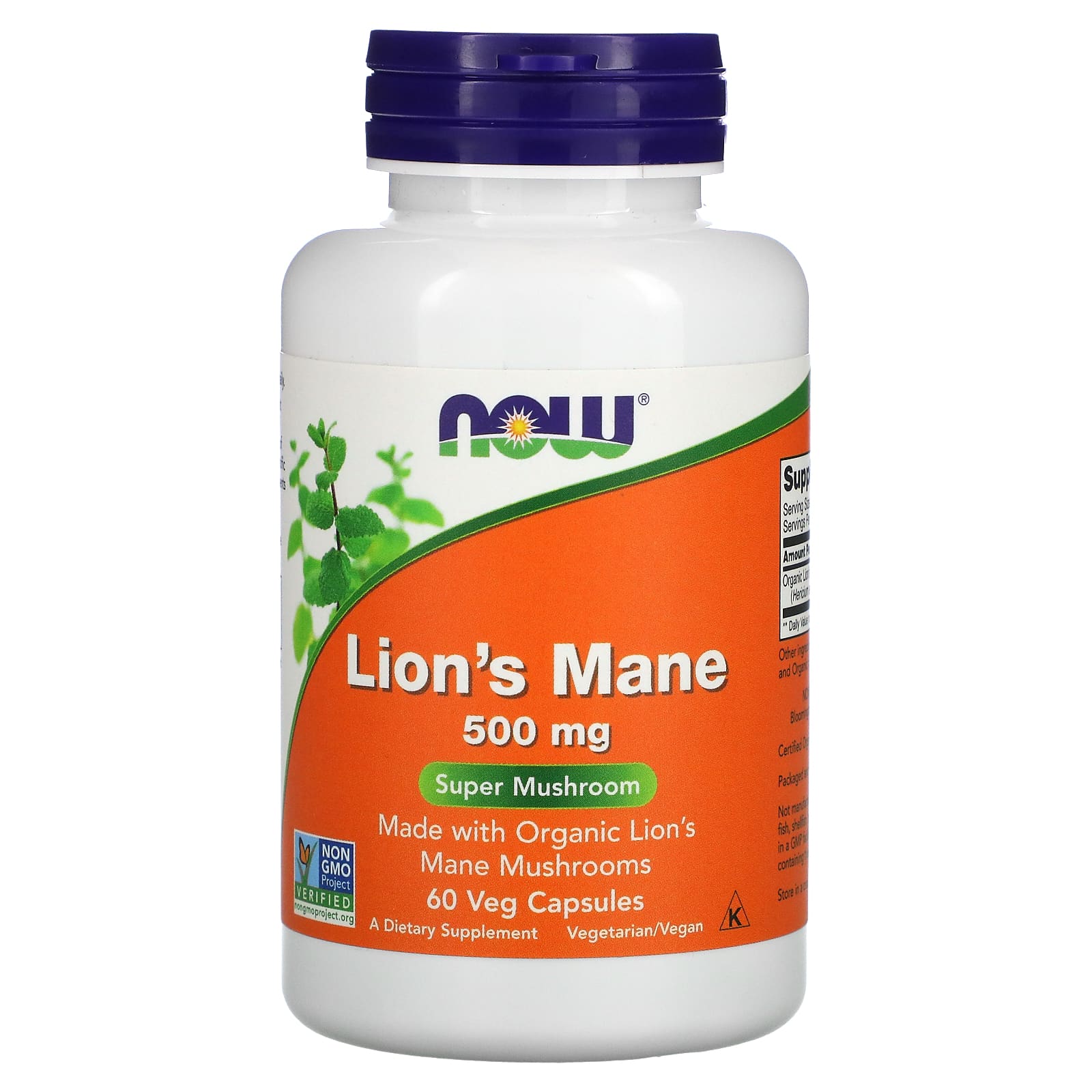 Їжовик гребінчастий Now Foods Lion's Mane 500 мг, 60 рослинних капсул (NOW-04789)