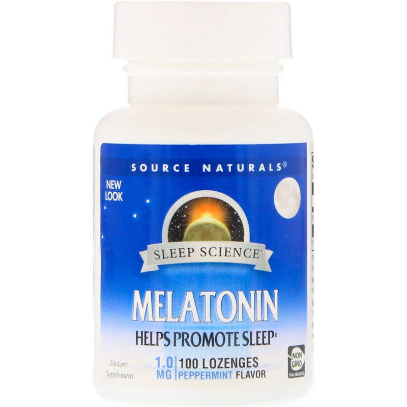 Мелатонін Source Naturals Melatonin м'ята, 1 мг, 100 льодяників (SNS-00709)